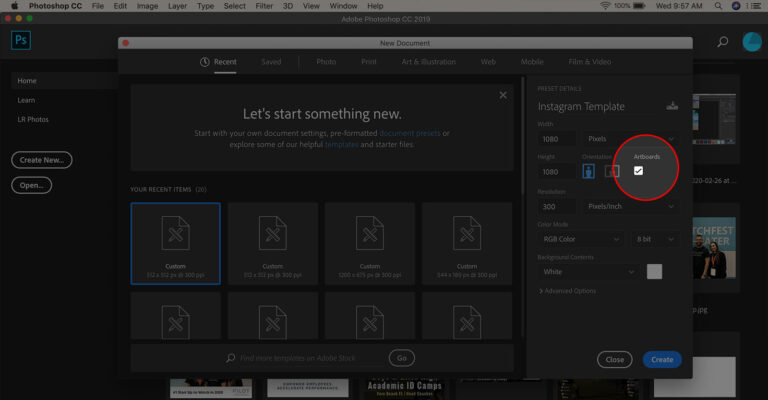 How to create an artboard in Photoshop
