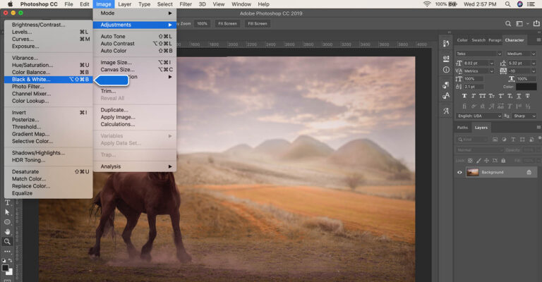 How to convert image to black and white in Photoshop