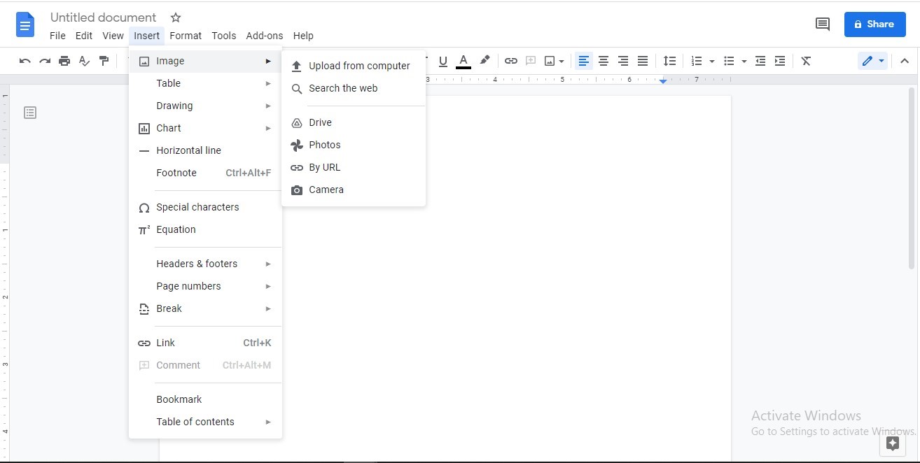 Insert Image in Google Docs