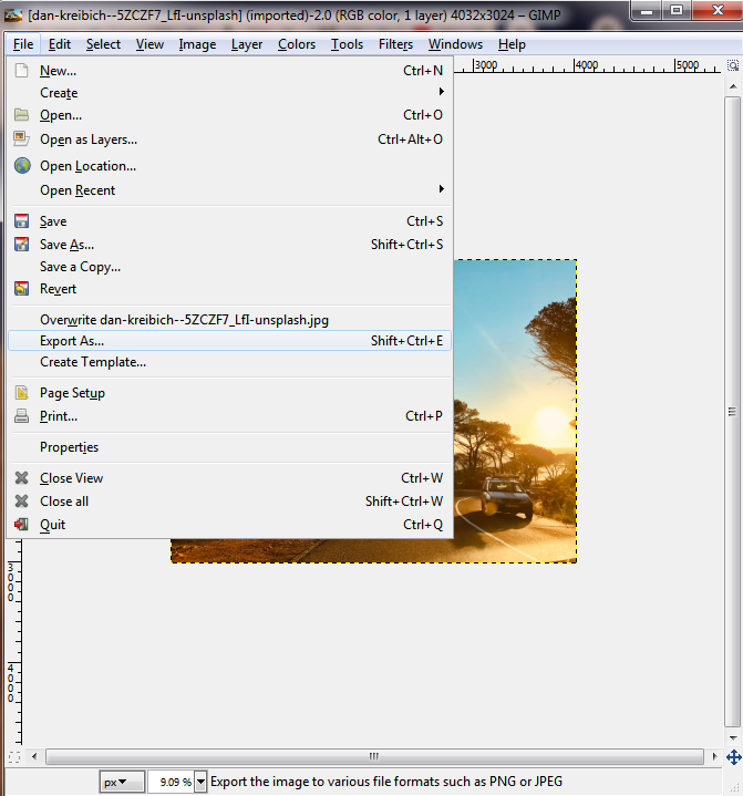 Open the Export As Dialog Box