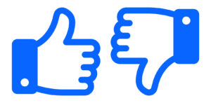 thumbs up and thumbs down hands in Facebook blue color